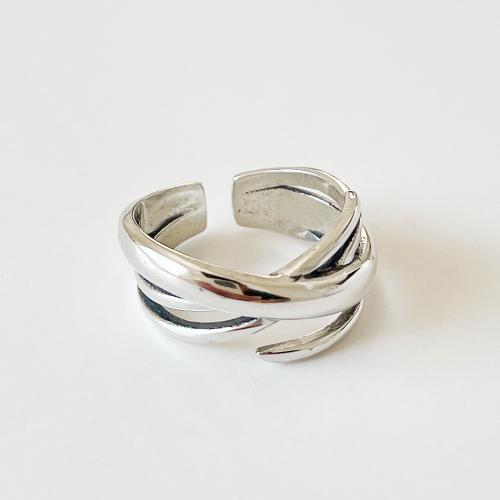 925 de prata esterlina Cuff Ring Finger, Vintage & para mulher, prateado, tamanho:6-8, vendido por PC