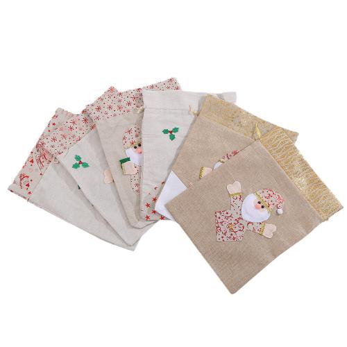Christmas Gift Bag, Cotton, with Linen, Rectangle, different styles for choice, 300x400mm, Sold By PC
