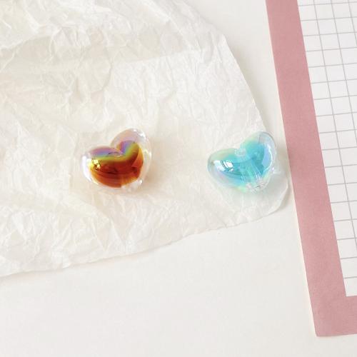 Plated Acrylic Beads, Heart, UV plating, DIY, more colors for choice, 14mm, 200PCs/Bag, Sold By Bag