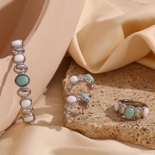 Stainless Steel smycken Ställer, 316L rostfritt stål, med Amazonit, mode smycken & för kvinna, ursprungliga färgen, Säljs av PC