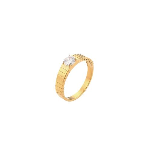 Zirkonia Edelstahl-Finger- Ring, 304 Edelstahl, 18K vergoldet, Modeschmuck & verschiedene Größen vorhanden & Micro pave Zirkonia & für Frau, goldfarben, verkauft von PC