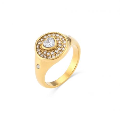Zirkonia Edelstahl-Finger- Ring, 304 Edelstahl, 18K vergoldet, Modeschmuck & verschiedene Größen vorhanden & Micro pave Zirkonia & für Frau, keine, verkauft von PC