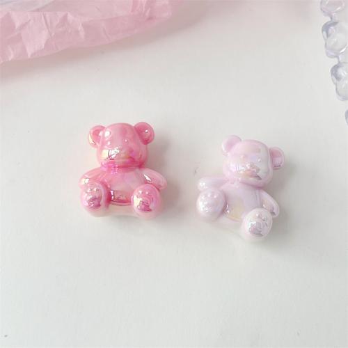 Plated Acrylic Beads, Bear, UV plating, DIY, more colors for choice, 24x27mm, 100PCs/Bag, Sold By Bag