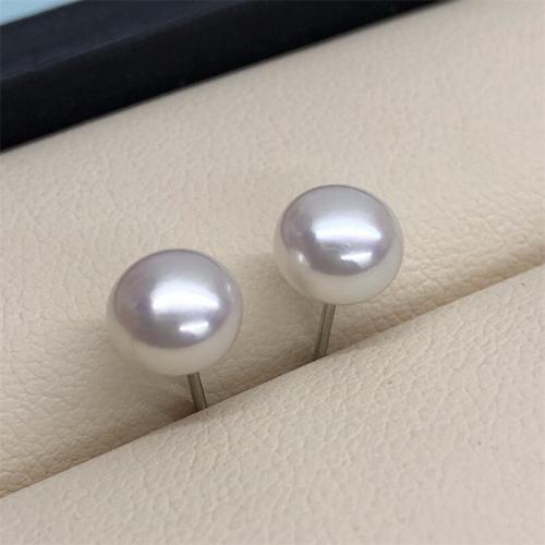 Freshwater Pearl Earrings Flat Round fashion jewelry & for woman white Sold By Pair