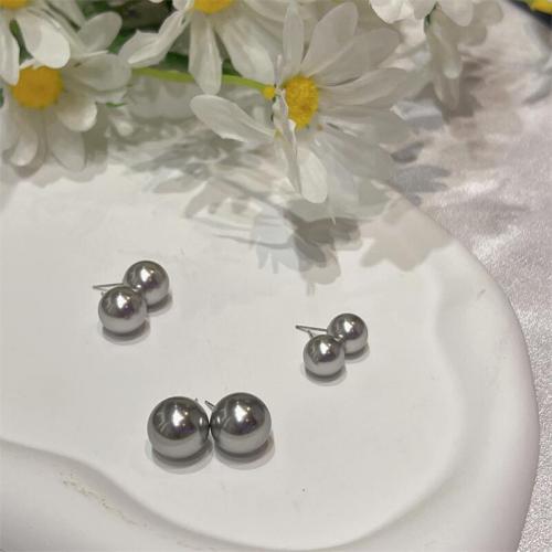 Crystal Earrings Crystal Pearl Round fashion jewelry & for woman grey Sold By Pair