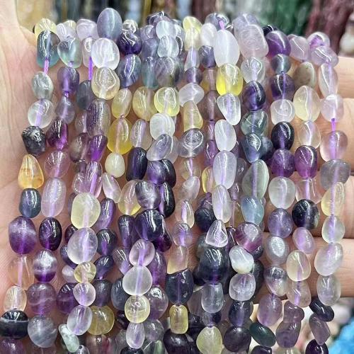 Perles de fluorite, Fluorite colorée, pepite, DIY, couleurs mélangées, 6x8mm, Vendu par Environ 38 cm brin