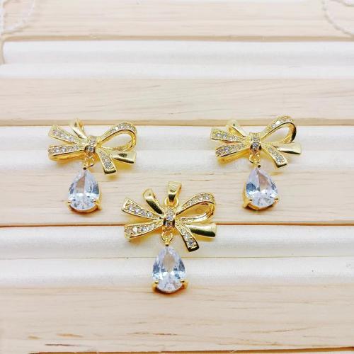 Cubic Zirconia Micro Pave Brass Pendant, Bowknot, gold color plated, fashion jewelry & DIY & different styles for choice & micro pave cubic zirconia, more colors for choice, nickel, lead & cadmium free, Sold By PC