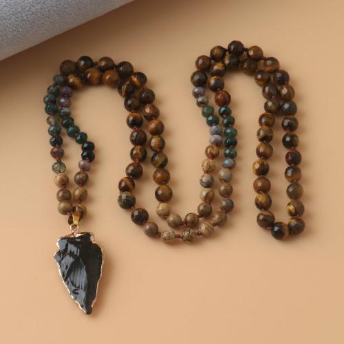 Модные ожерелья, Природный камень, с Латунь, стрелки, плакирован золотом, ювелирные изделия моды & Мужская, разноцветный, 108ПК/Strand, продается Strand