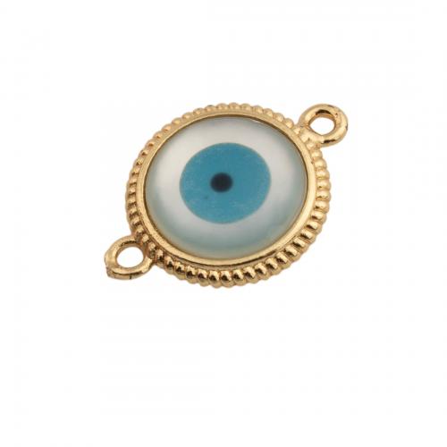 Evil Eye Connector, Brass, 14K gold plated, DIY & enamel, nickel, lead & cadmium free, 15.50x21.50x3.50mm, Hole:Approx 1.5mm, Sold By PC
