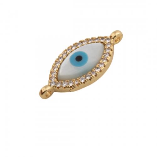 Evil Eye Connector Brass high quality plated DIY & micro pave cubic zirconia & enamel nickel lead & cadmium free Approx 1mm Sold By PC