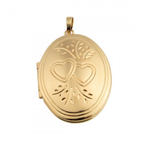 Brass Locket Pendants, 14K gold plated, DIY, nickel, lead & cadmium free, 42x27x9mm, Hole:Approx 4mm, Sold By PC