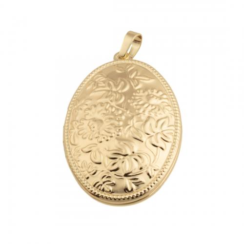 Pingentes de Medalhão de bronze, cobre, Banhado a ouro 14K, DIY, níquel, chumbo e cádmio livre, 39x25x9mm, Buraco:Aprox 4mm, vendido por PC
