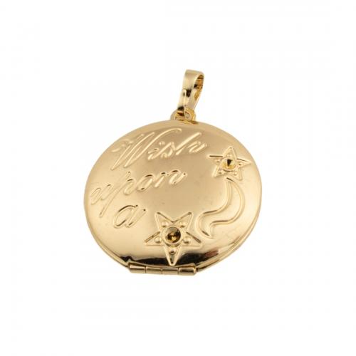 Pingentes de Medalhão de bronze, cobre, Banhado a ouro 14K, DIY, níquel, chumbo e cádmio livre, 29x25.50x6.50mm, Buraco:Aprox 4mm, vendido por PC