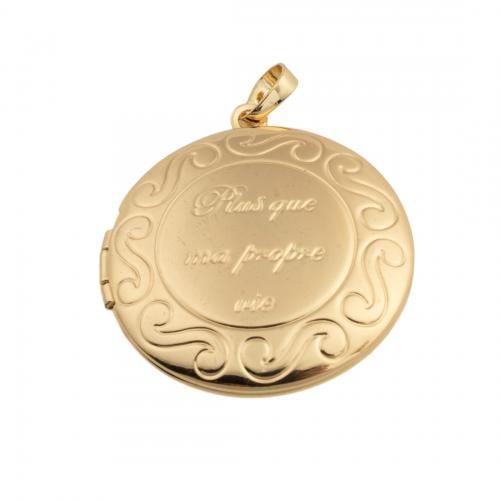 Brass Locket Pendants, 14K gold plated, DIY, nickel, lead & cadmium free, 35.50x32.50x6.50mm, Hole:Approx 4mm, Sold By PC