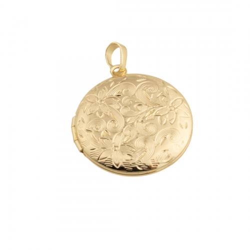Pingentes de Medalhão de bronze, cobre, Banhado a ouro 14K, DIY, níquel, chumbo e cádmio livre, 31x27.50x5mm, Buraco:Aprox 4mm, vendido por PC