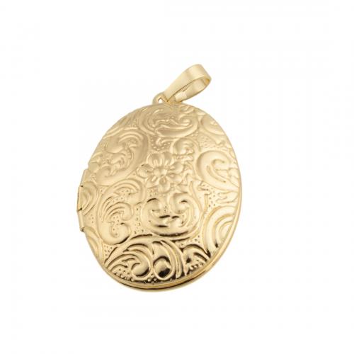 Brass Locket Pendants, 14K gold plated, DIY, nickel, lead & cadmium free, 33.50x23.50x8mm, Hole:Approx 4mm, Sold By PC