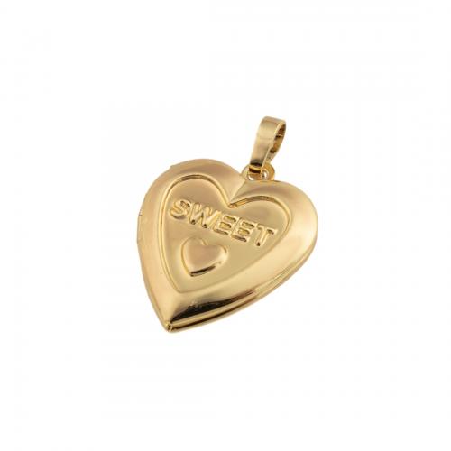Brass Locket Pendants, 14K gold plated, DIY, nickel, lead & cadmium free, 22.50x19x5mm, Hole:Approx 4mm, Sold By PC