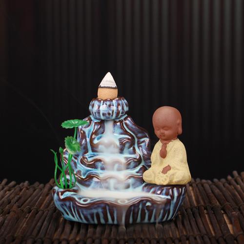 Backflow Incense Burner, Porcelain, handmade, for home and office & durable, 96x60x86mm, Sold By PC