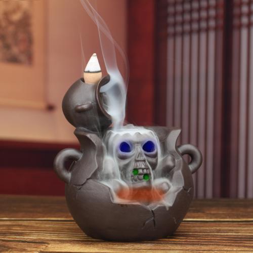 Backflow Incense Burner Porcelain handmade Halloween Design & for home and office & durable & with LED light Sold By PC
