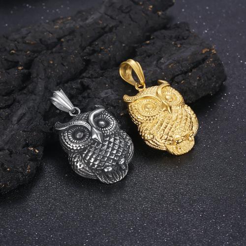 Stainless Steel Animal Pendants, 316L Stainless Steel, Owl, Vacuum Ion Plating, fashion jewelry & for man, more colors for choice, 42x31mm, Sold By PC