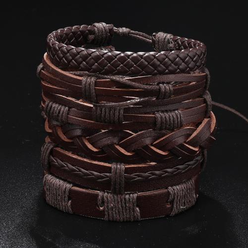 PU Leather Cord Bracelets, 6 pieces & fashion jewelry & Unisex, Length:Approx 17-24 cm, Sold By Set