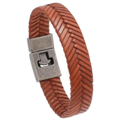 PU Leather Cord Bracelets with Zinc Alloy vintage & for man 16mm Length 20.5 cm Sold By PC