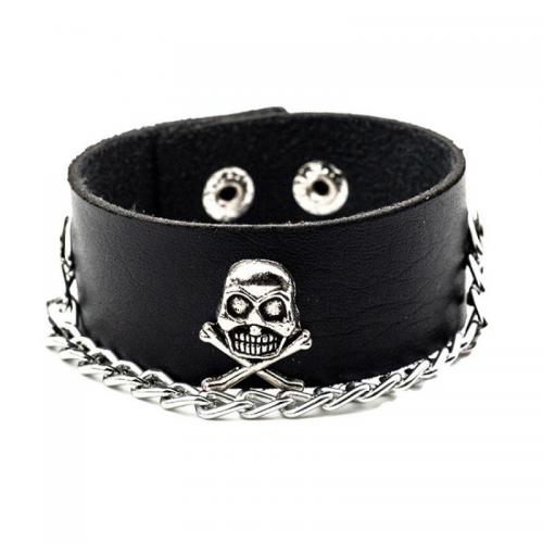 PU Leather Cord Bracelets with Zinc Alloy & punk style & for man 28mm Length Approx 22.8 cm Sold By PC