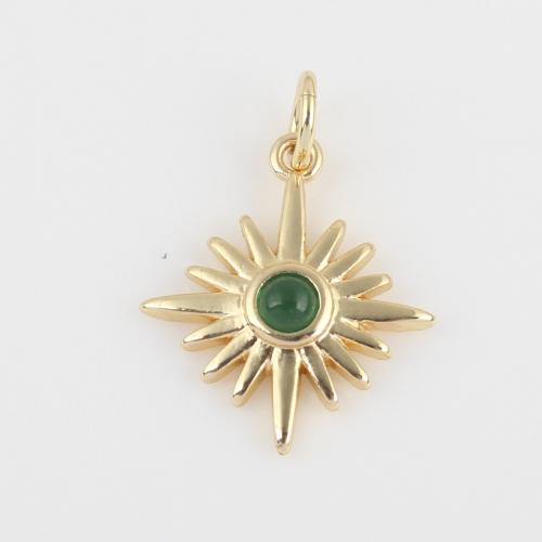 Brass Jewelry Pendants, with Resin, gold color plated, DIY, green, nickel, lead & cadmium free, 20.40x14.90x3.20mm, Sold By PC