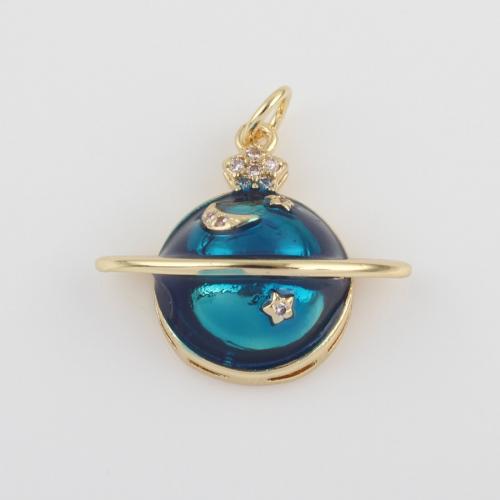 Brass Jewelry Pendants gold color plated DIY & enamel blue nickel lead & cadmium free Sold By PC