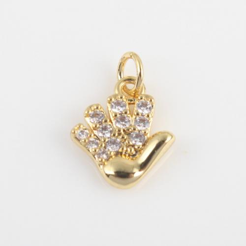 Cubic Zirconia Micro Pave Brass Pendant, gold color plated, DIY & micro pave cubic zirconia, nickel, lead & cadmium free, 12.40x8.10x2.30mm, Sold By PC