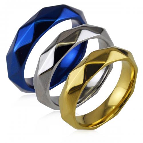 Titanium Čelik Finger Ring, Romb, pozlaćen, modni nakit & bez spolne razlike & različite veličine za izbor, više boja za izbor, nikal, olovo i kadmij besplatno, width:6mm,thickness:2.6mm, Prodano By PC