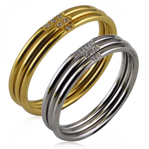 Titanium Steel Finger Ring plated three pieces & Unisex & with rhinestone nickel lead & cadmium free mm mm Sold By Set