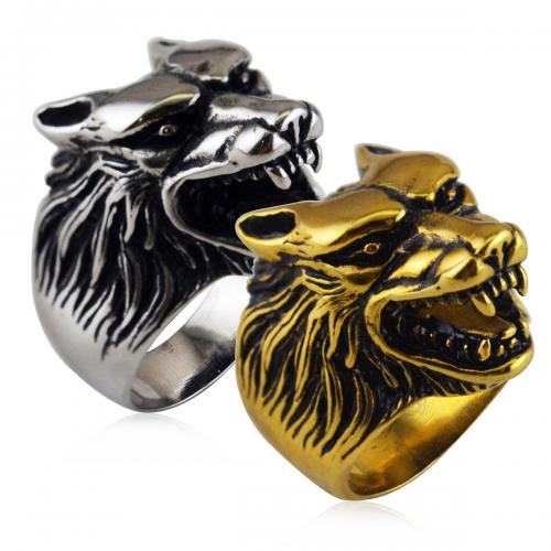 Titanium Steel Finger Ring, Wolf, plated, fashion jewelry & Unisex & different size for choice, more colors for choice, nickel, lead & cadmium free, width:24mm,thickness:2mm, Sold By PC