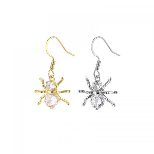 Stainless Steel Drop Earring 316L Stainless Steel with Brass Spider plated micro pave cubic zirconia & for woman Sold By PC