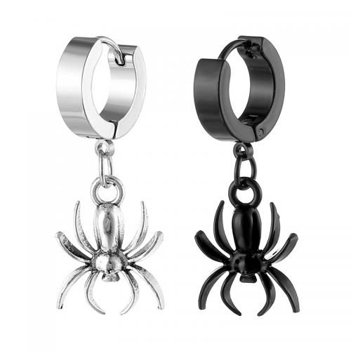 Huggie Hoop Drop Earring, 316L Stainless Steel, Spider, polished, Unisex, more colors for choice, Sold By PC