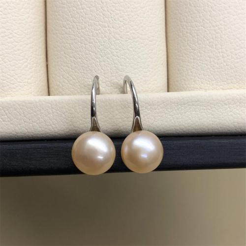 Boucles d'oreilles en perles d'eau douce, perle d'eau douce cultivée, Plat rond, bijoux de mode & pour femme, plus de couleurs à choisir, pearl size:8-9mm, Vendu par paire