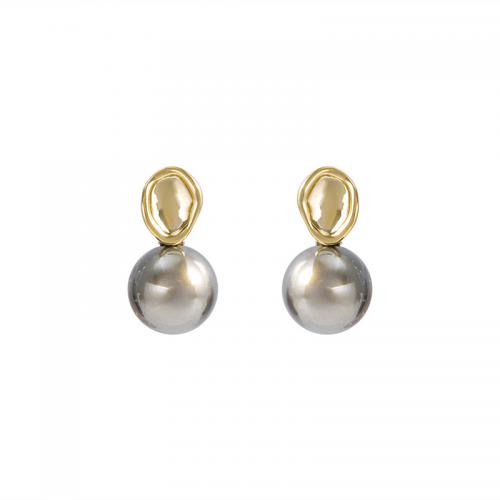 Messing Ohrstecker, mit Kunststoff Perlen, Modeschmuck & für Frau, keine, frei von Nickel, Blei & Kadmium, 26x14mm, verkauft von Paar