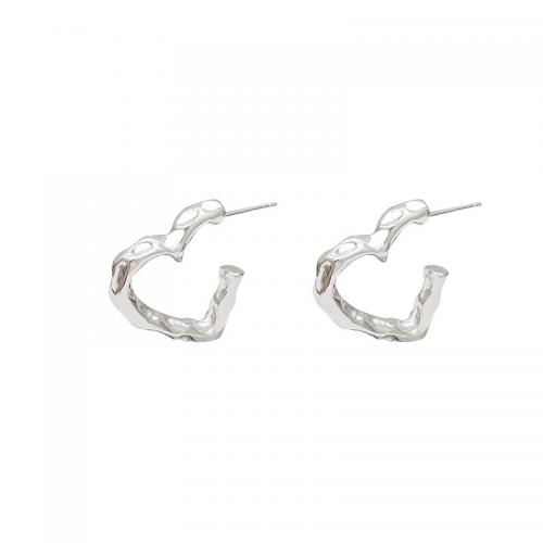 Zinc Alloy Stud Earring Heart high quality plated fashion jewelry & for woman silver color nickel lead & cadmium free Sold By Pair