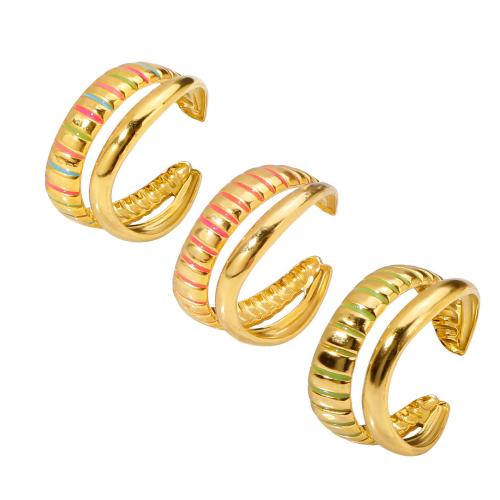 Anel de dedo de aço inoxidável, Aço inoxidável 316L, 18K banhado a ouro, joias de moda & para mulher, Mais cores pare escolha, vendido por PC