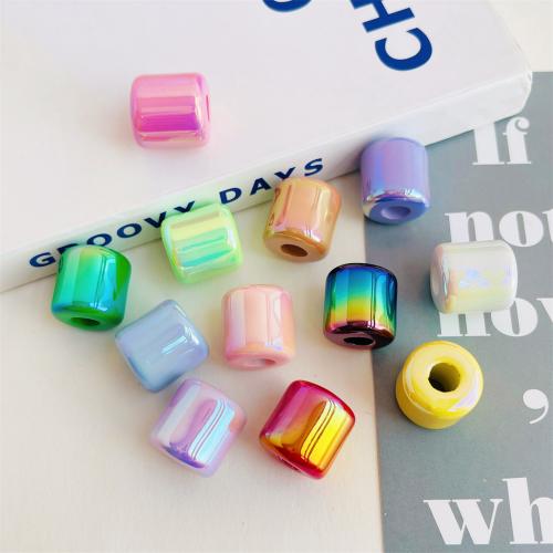 Plated Acrylic Beads, Drum, UV plating, DIY, more colors for choice, 16mm, 200PCs/Bag, Sold By Bag