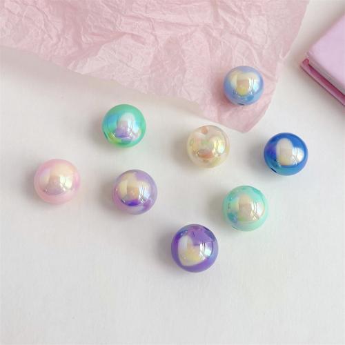 Plated Acrylic Beads, Round, UV plating, DIY, more colors for choice, 15mm, 200PCs/Bag, Sold By Bag