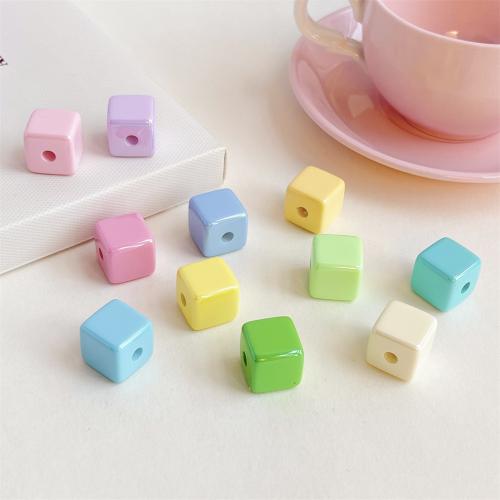 Acrylic Jewelry Beads, Square, DIY, more colors for choice, 14mm, 200PCs/Bag, Sold By Bag