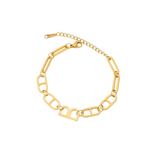 Stainless Steel Jewelry Bracelet 316 Stainless Steel with 5cm extender chain 18K gold plated fashion jewelry & for woman golden Length Approx 15 cm Sold By PC