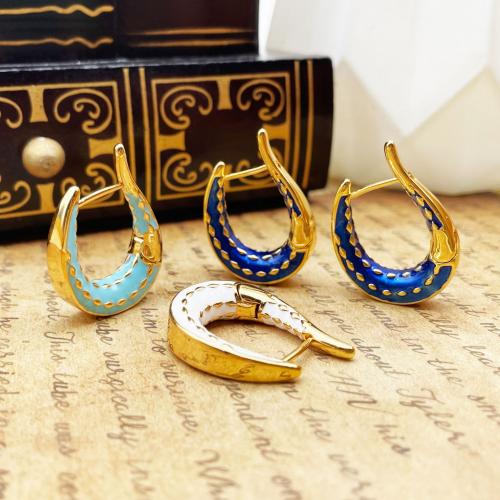 Brass Leverback Earring, 18K gold plated, fashion jewelry & for woman & enamel, more colors for choice, nickel, lead & cadmium free, 30x22mm, Sold By Pair