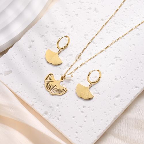 Fashion Stainless Steel Jewelry Sets, 316L Stainless Steel, with 5cm extender chain, Ginkgo Leaf, Vacuum Ion Plating, fashion jewelry & different styles for choice & for woman, more colors for choice, nickel, lead & cadmium free, Length:Approx 38 cm, Sold By PC