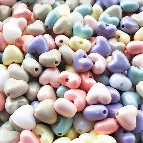 Akril nakit Beads, Srce, možete DIY, više boja za izbor, 10mm, Približno 1180računala/Torba, Prodano By Torba