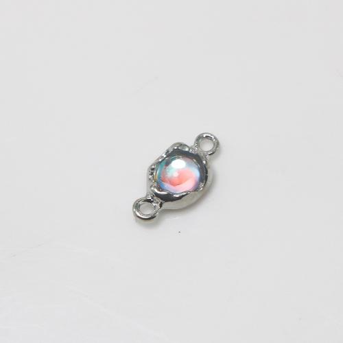 Zinc Alloy Connector with Sea Opal silver color plated DIY & 1/1 loop mixed colors nickel lead & cadmium free Sold By PC