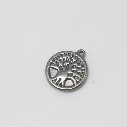 Stainless Steel Pendants, 304 Stainless Steel, Flat Round, polished, DIY, original color, 15.40x17.80x2.40mm, Sold By PC