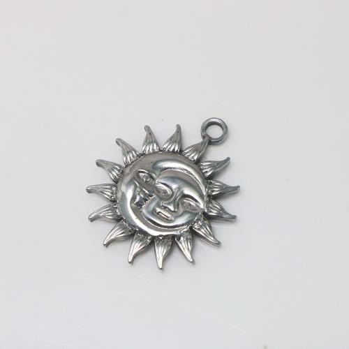 Stainless Steel Pendants, 304 Stainless Steel, Sun, polished, DIY, original color, 25.60x30x2.90mm, Sold By PC