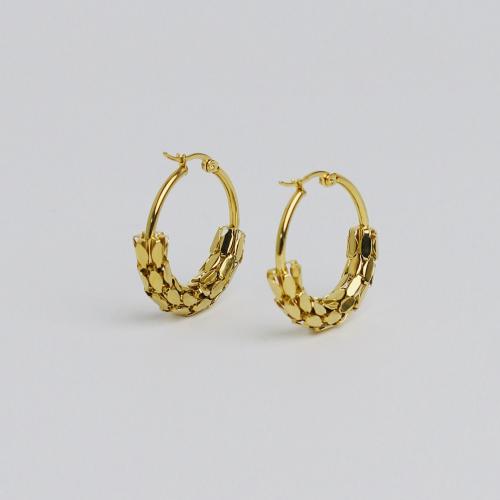 Titanium Steel  Earring gold color plated fashion jewelry & for woman nickel lead & cadmium free Sold By Pair